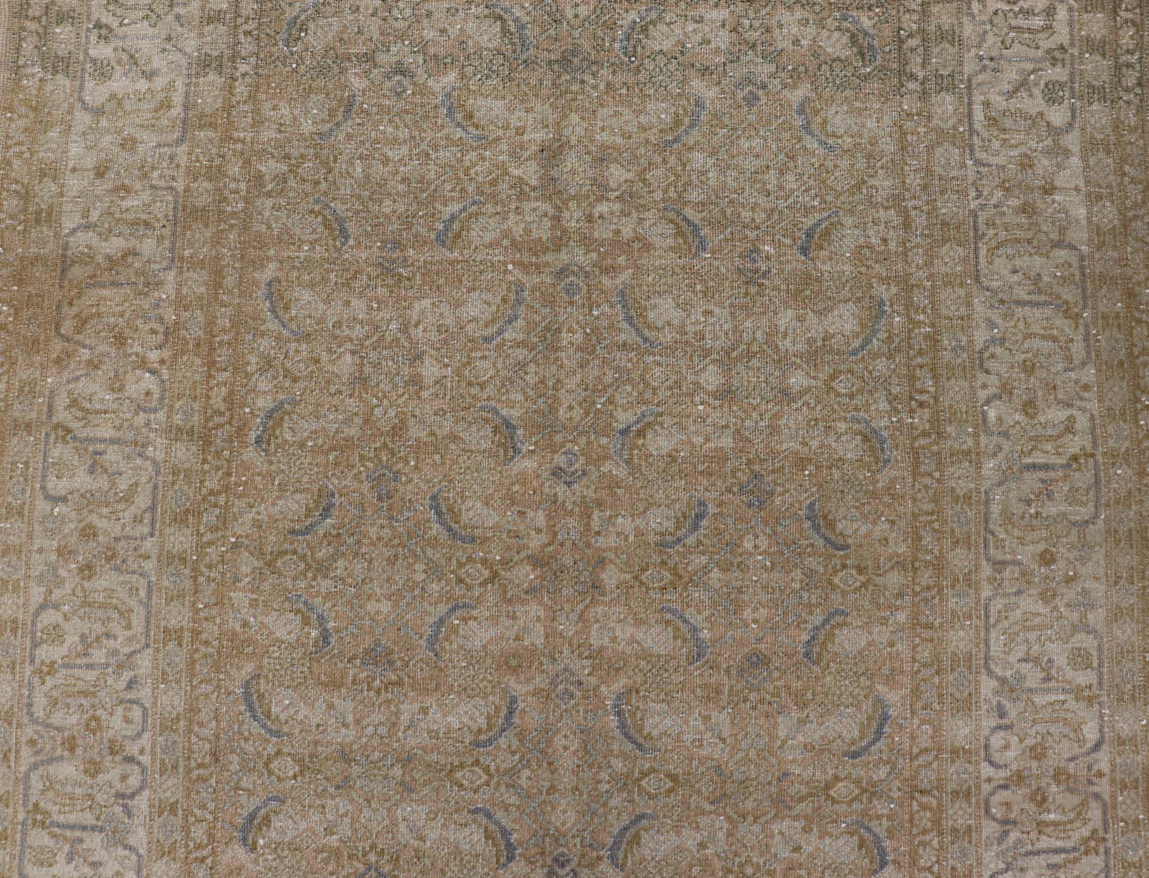 Persiano Tappeto antico persiano Tabriz in lana con disegno floreale in blu 4'10