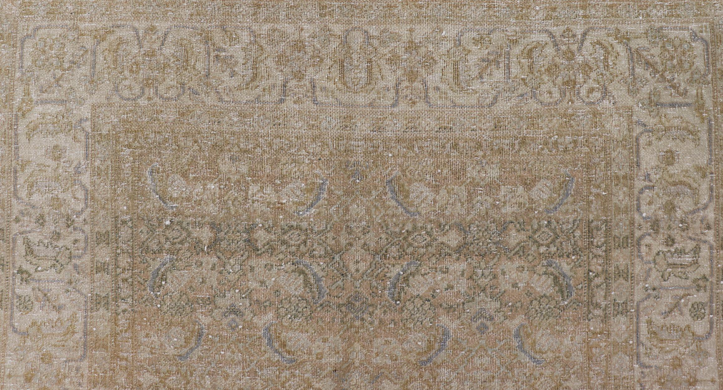 Annodato a mano Tappeto antico persiano Tabriz in lana con disegno floreale in blu 4'10