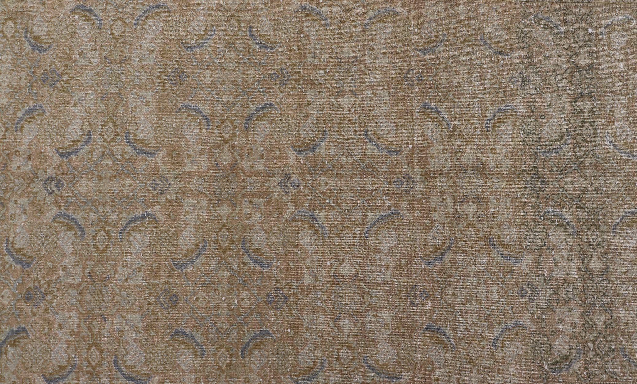 Tappeto antico persiano Tabriz in lana con disegno floreale in blu 4'10