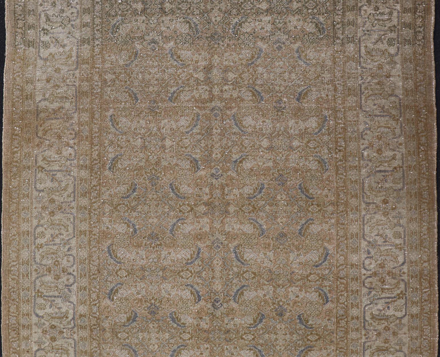 Tappeto antico persiano Tabriz in lana con disegno floreale in blu 4'10