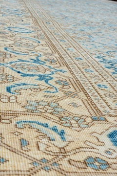 Antique Persian Tabriz Rug, Light Blue Herati Field, Innter Royal blue Medallion