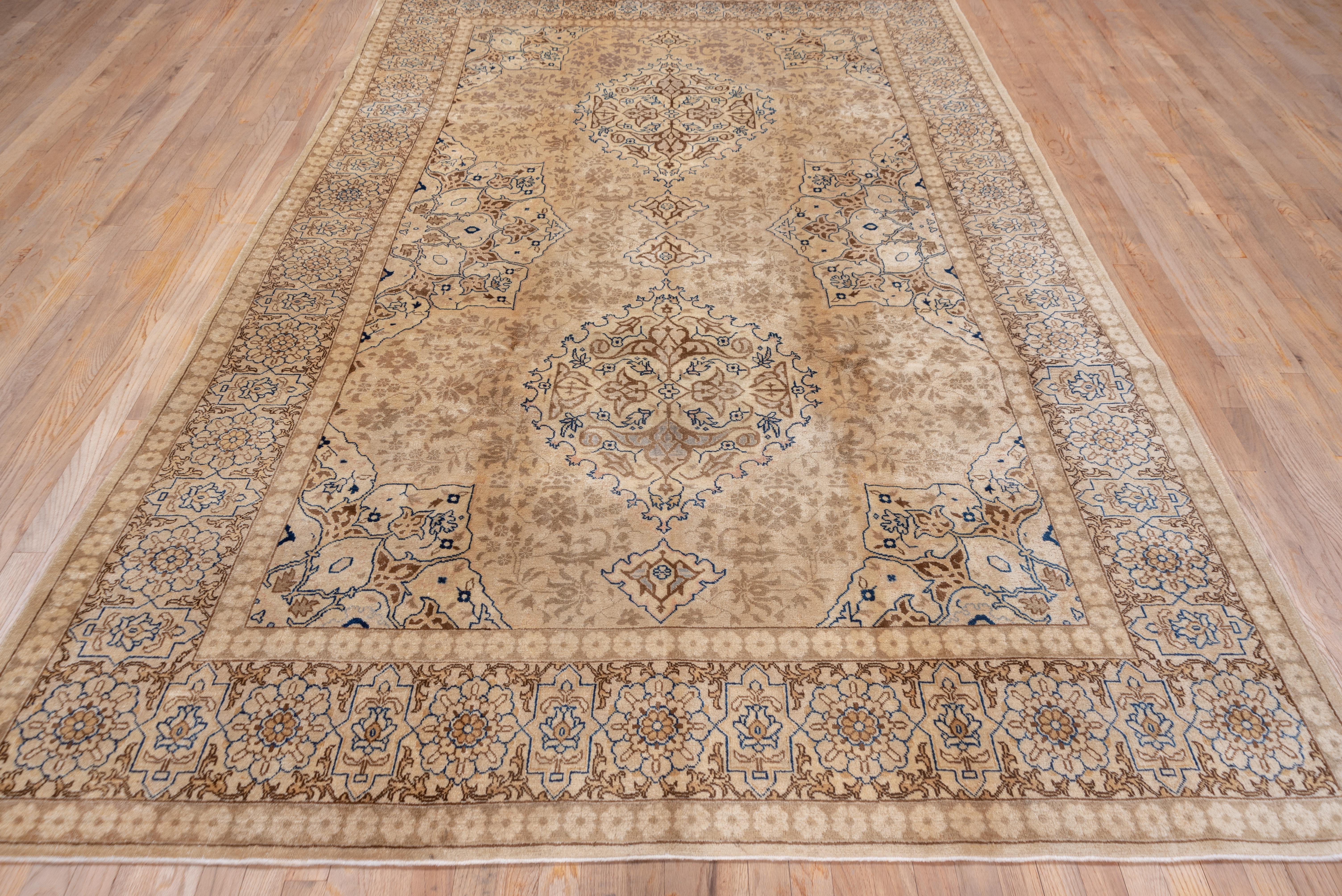 Hand-Knotted Antique Persian Tabriz Rug, Neutral Palette, circa 1930s For Sale