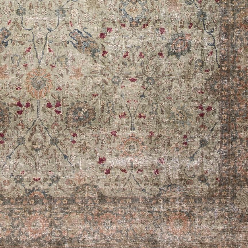 Antiker persischer Täbris-Teppich mit Gesamtmuster Himmelblau Rot auf elfenbeinfarbenem Hintergrund (Handgeknüpft) im Angebot