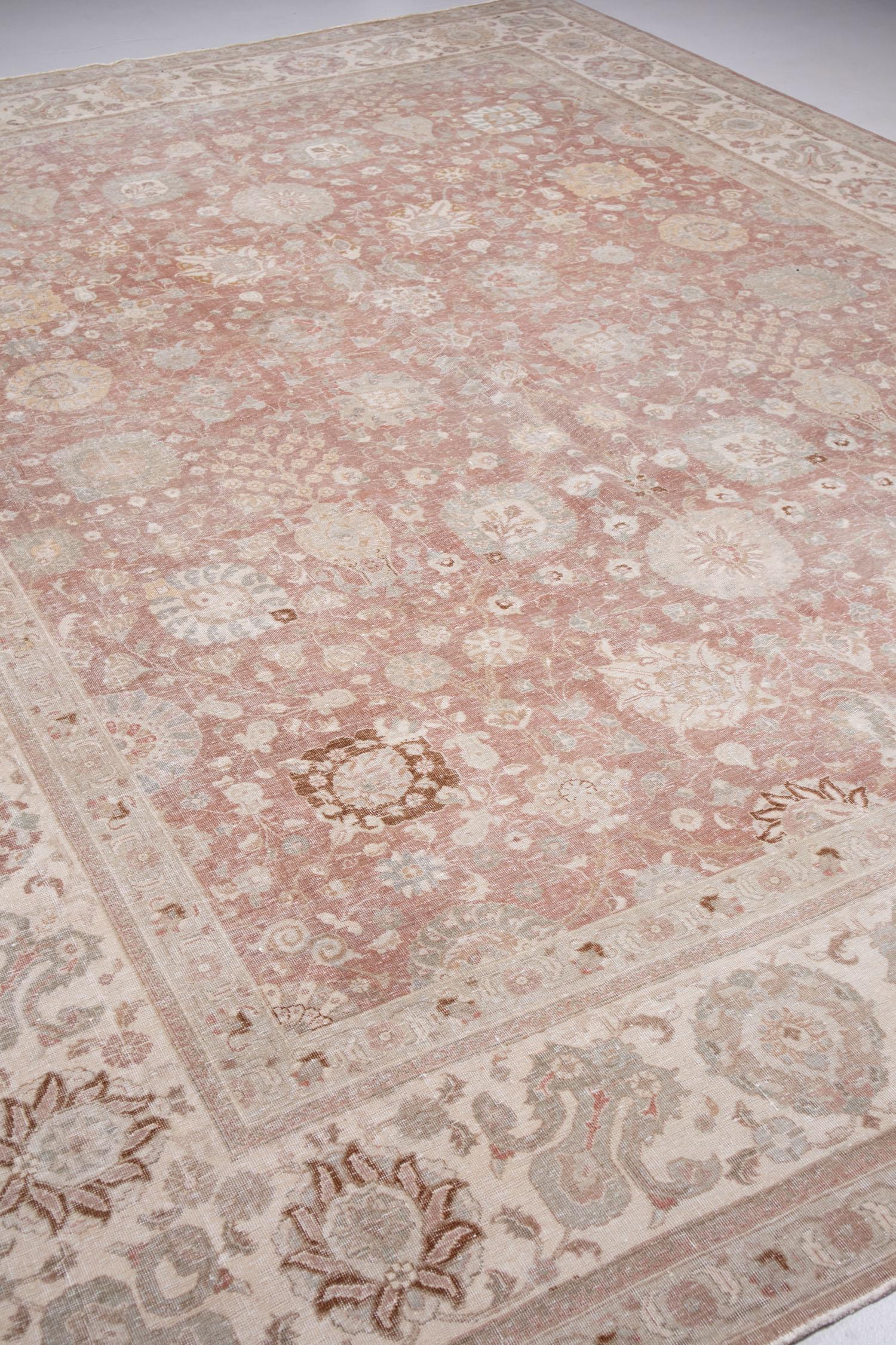 Laine Tapis persan ancien de Tabriz P2588 en vente