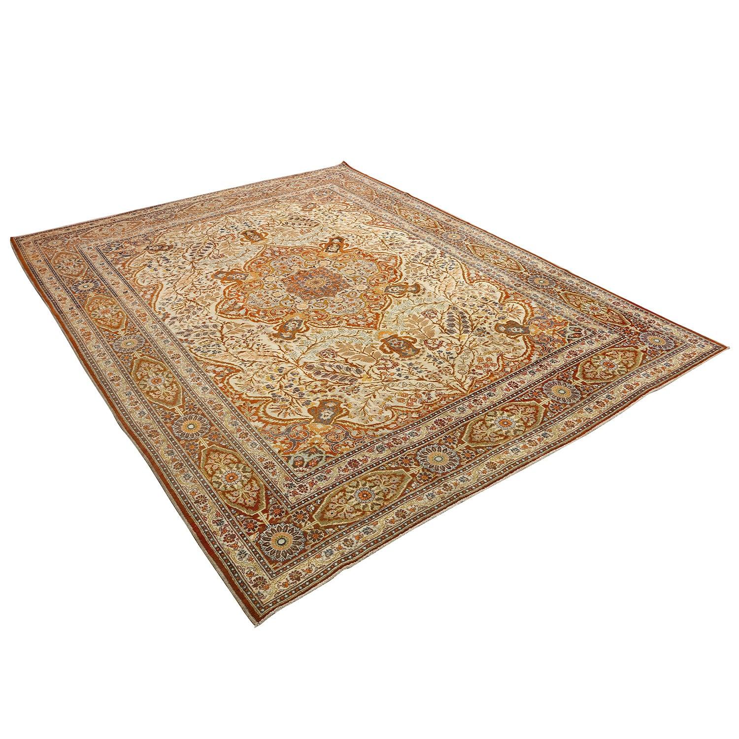 Perse Tapis persan ancien de Tabriz - Taille : 11'11 X 9'5 en vente