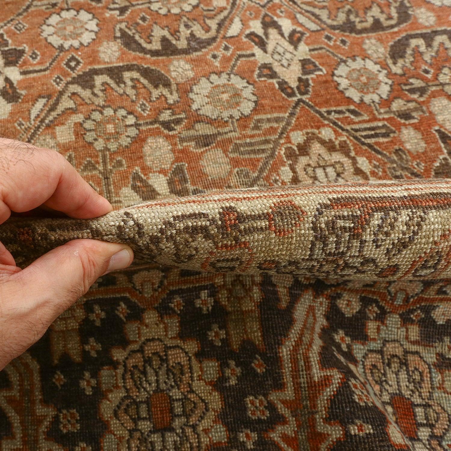Antique Tabriz Rug in Wool and Cotton 12'10 X 9'6
 
 Key Details:
 Pile: Wool
 Foundation: Cotton
 Origin: Tabriz
 Design: All Over
 Approximate Age: 100 years
 Quality (KPI): 250
 Condition: Good
 Dimension: 12'10 x 9'6
 Inventory Number: 1638
 
