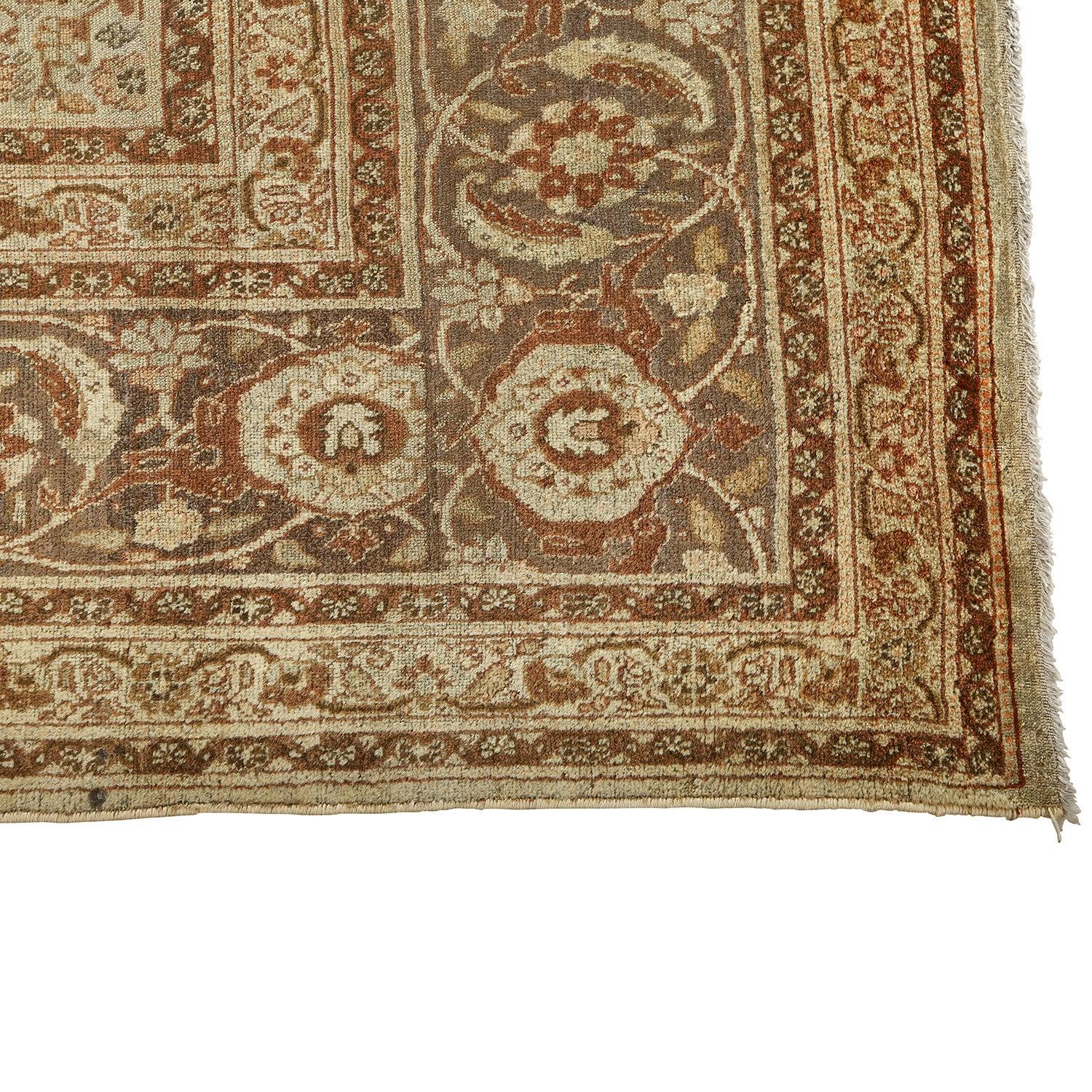 Noué à la main Tapis persan ancien de Tabriz - Taille : 15'1 X 11'3 en vente