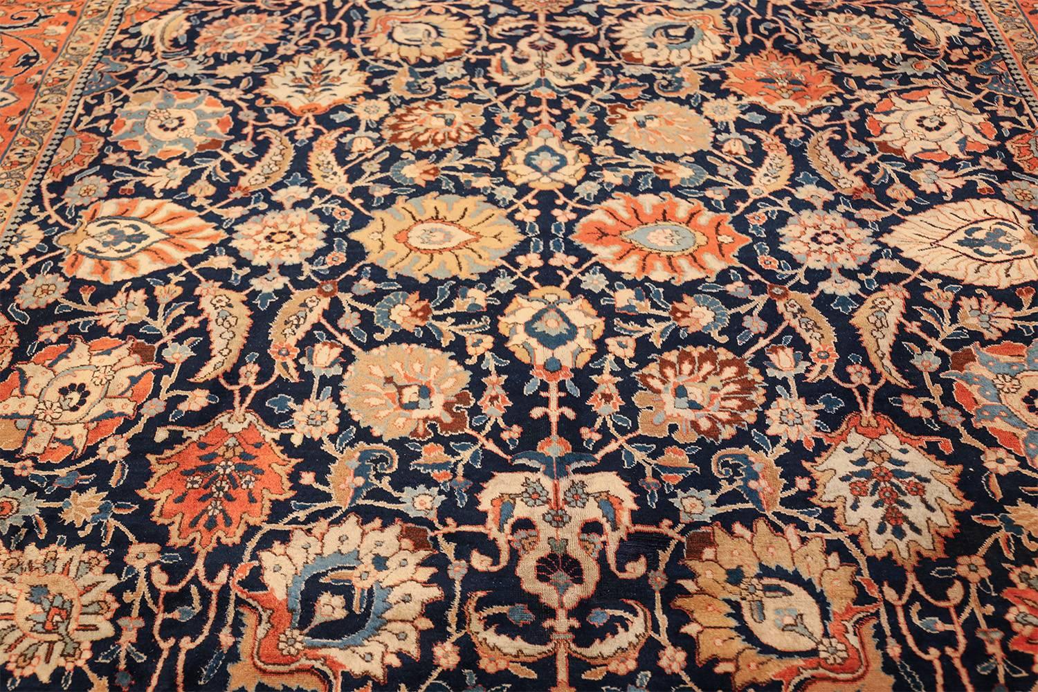 Hand-Knotted Antique Persian Tabriz Rug. Size: 9 ft 6 in x 12 ft  For Sale