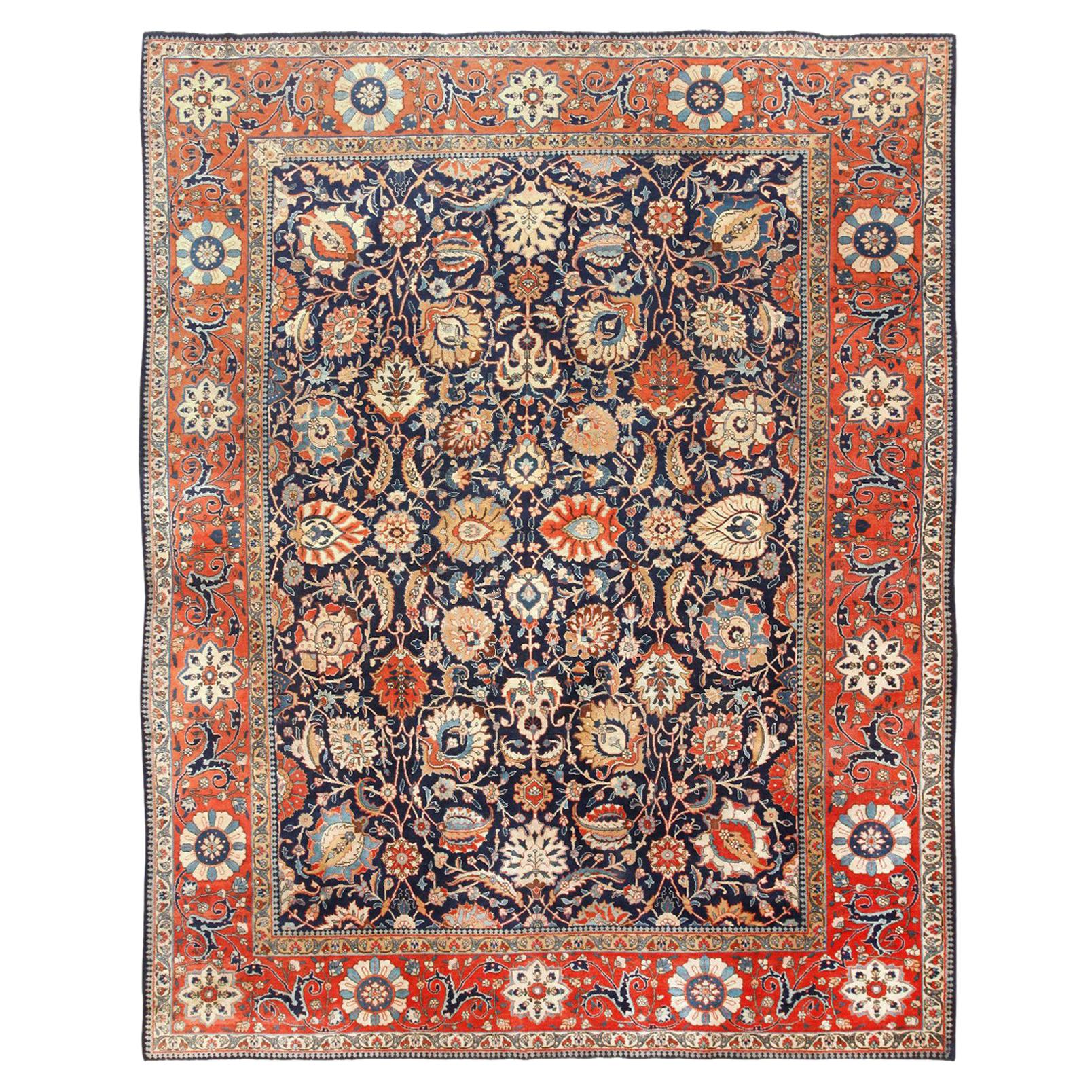 Antique Persian Tabriz Rug. Size: 9 ft 6 in x 12 ft