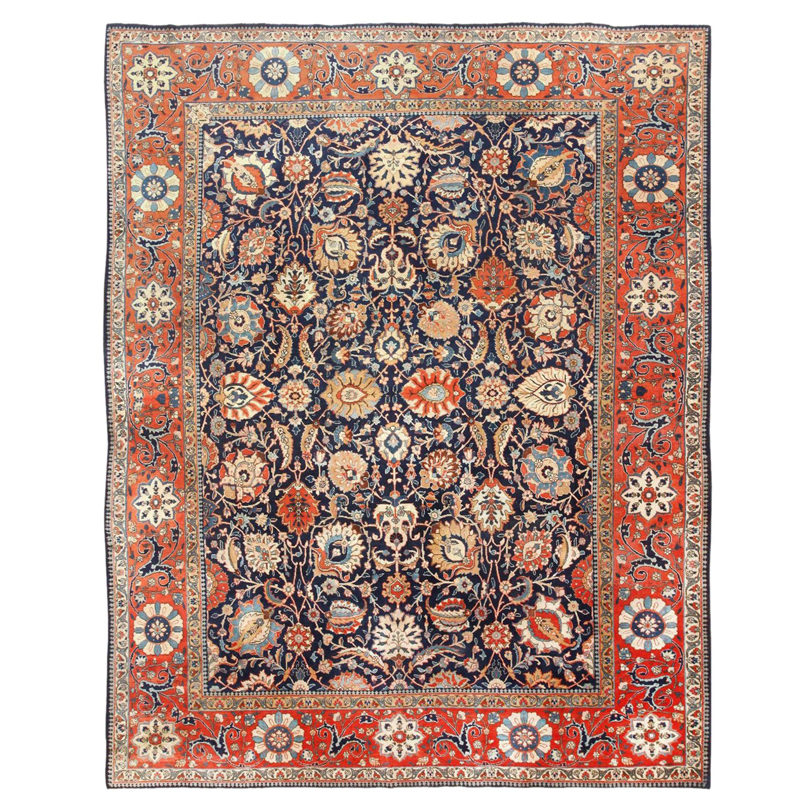 Tapis persan ancien de Tabriz. Taille : 9 ft 6 in x 12 ft 