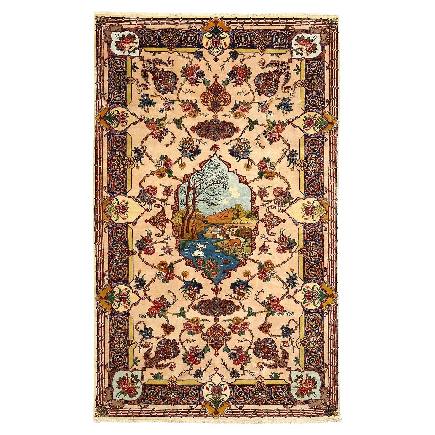 Alfombra Persa Antigua Tabriz - Tamaño: 9'5 X 5'8