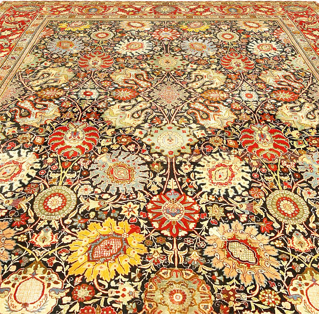 Fine Antique Persian Tabriz Floral Red Handmade Wool Rug (size adjusted)
Size: 11'3