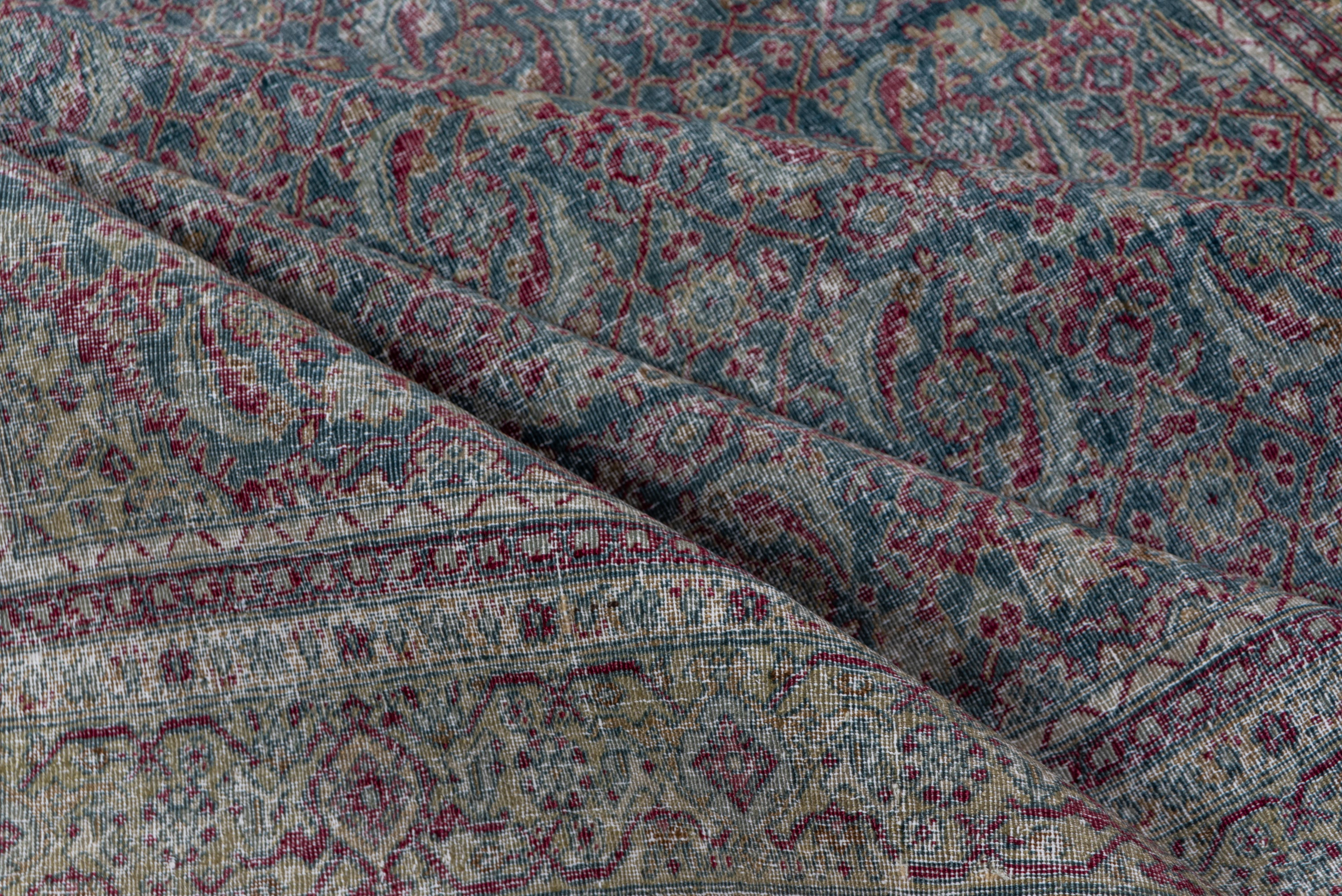 Wool Antique Persian Tabriz Rug, Slate Field For Sale