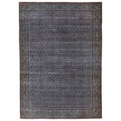 Antique Persian Tabriz Rug, Slate Field