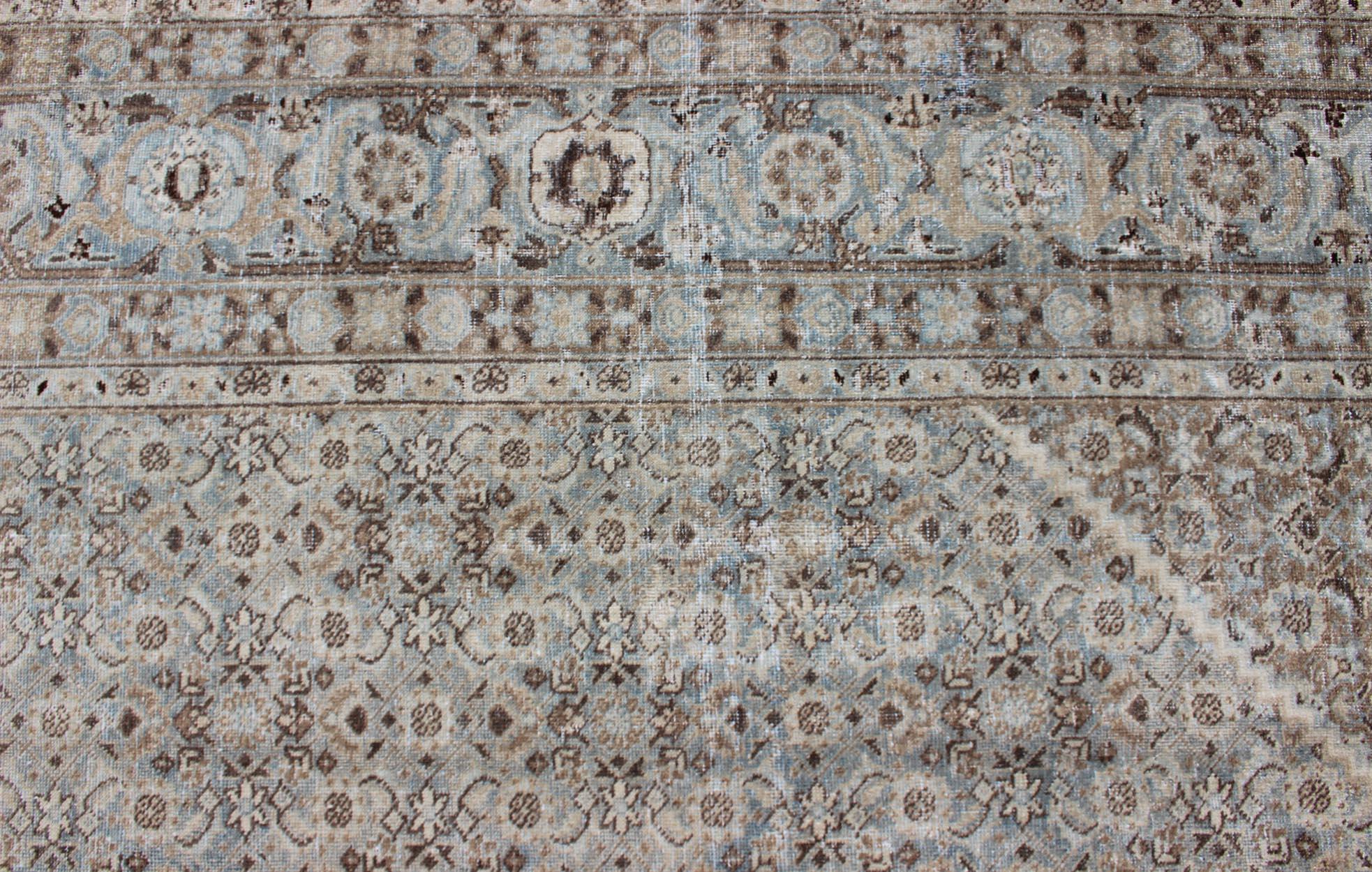 Antique Persian Tabriz Rug with a Geometric Diamond Design For Sale 8