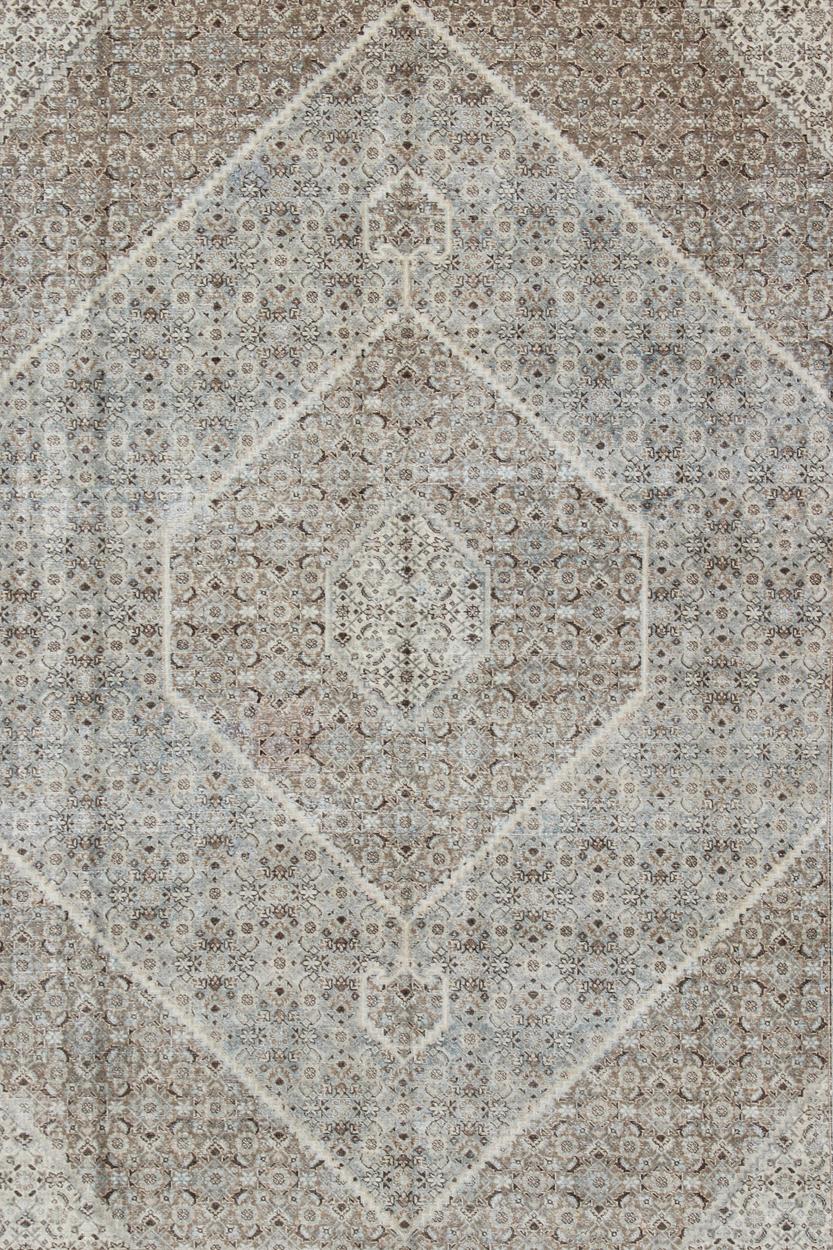 Hand-Knotted Antique Persian Tabriz Rug with a Geometric Diamond Design For Sale