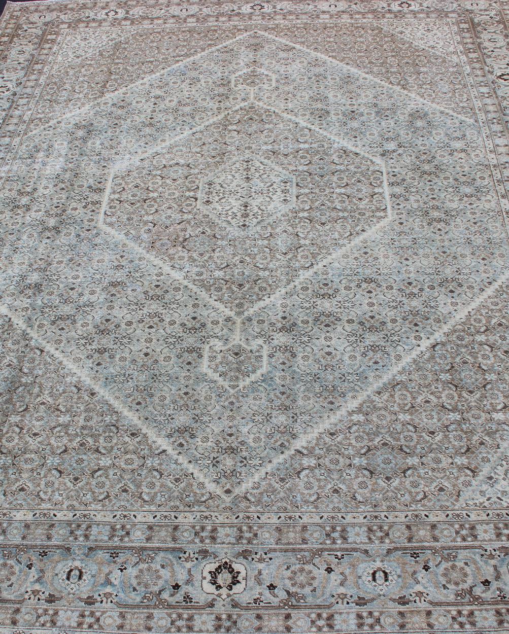 Antique Persian Tabriz Rug with a Geometric Diamond Design For Sale 1