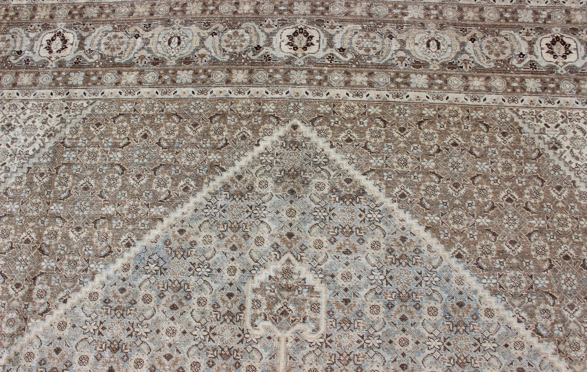 Antique Persian Tabriz Rug with a Geometric Diamond Design For Sale 3
