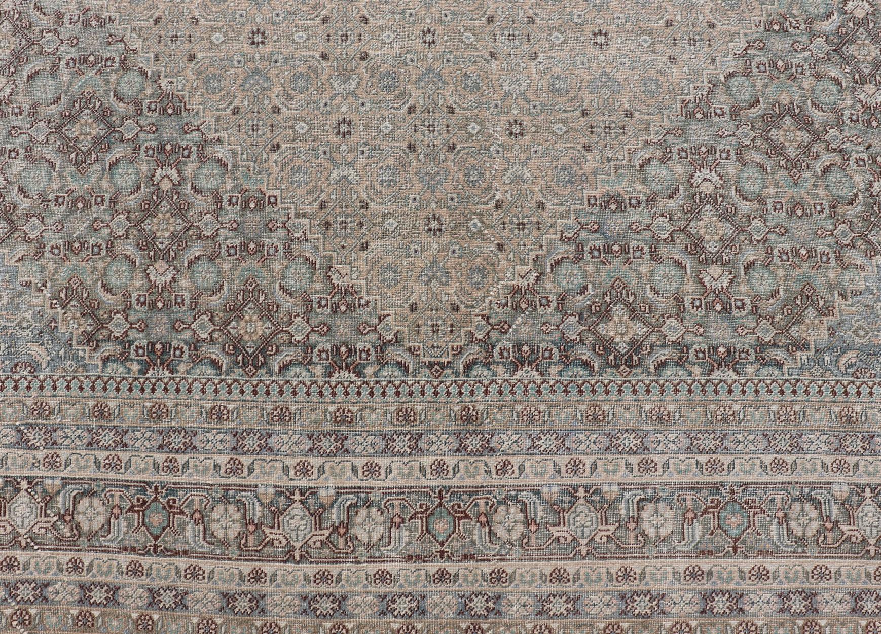 Hand-Knotted Antique Persian Tabriz Rug with All-Over Design Keivan Woven Arts Collection  For Sale