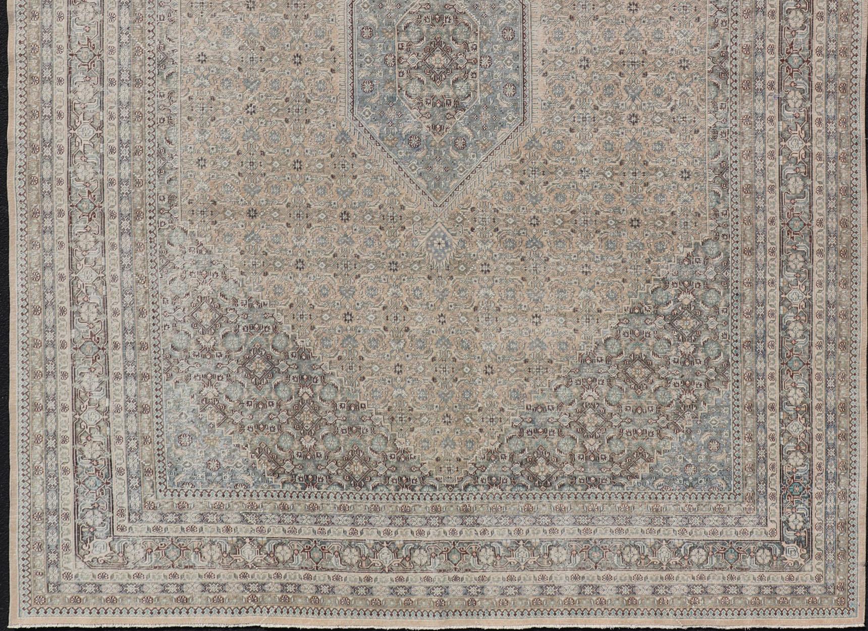 Wool Antique Persian Tabriz Rug with All-Over Design Keivan Woven Arts Collection  For Sale
