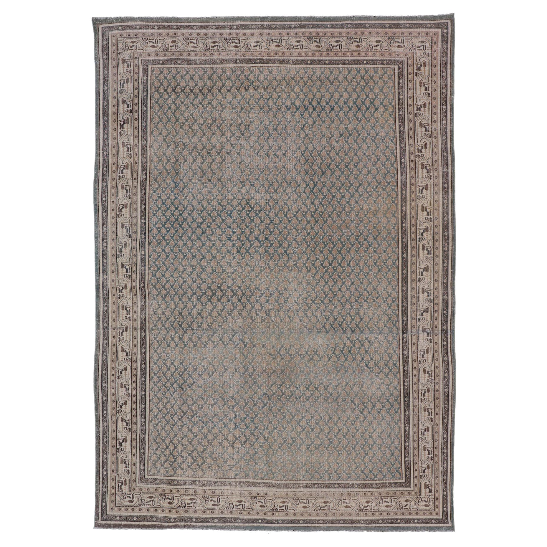 Antiker persischer Täbris-Teppich mit All-Over-Paisley-Design