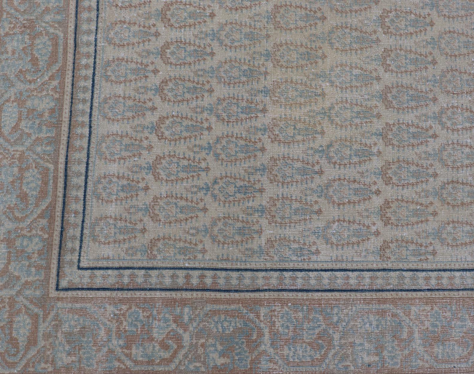 Antique Persian Tabriz Rug with All-Over Small Tribal Design in Muted Tones For Sale 5