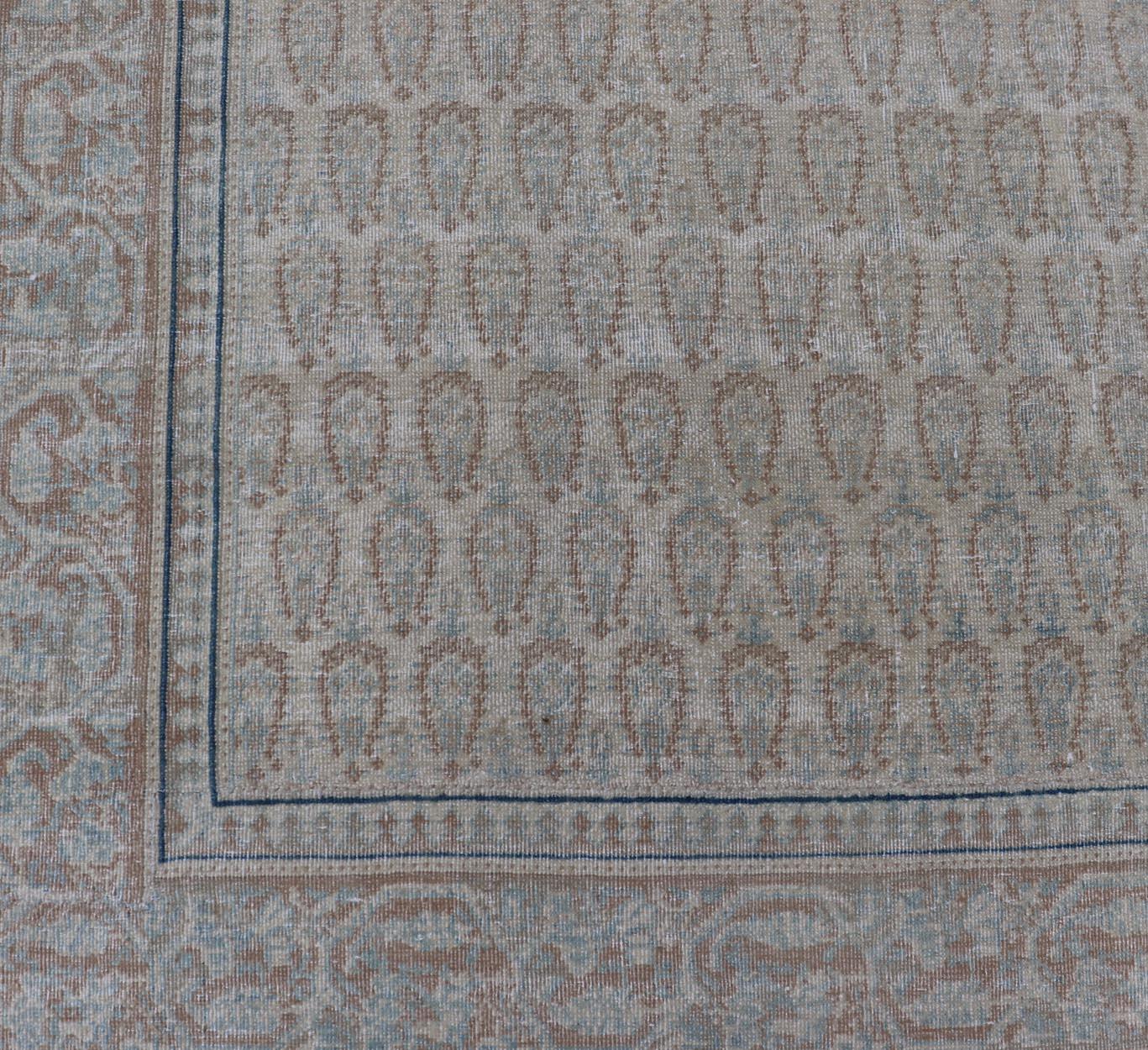 Antique Persian Tabriz Rug with All-Over Small Tribal Design in Muted Tones For Sale 24
