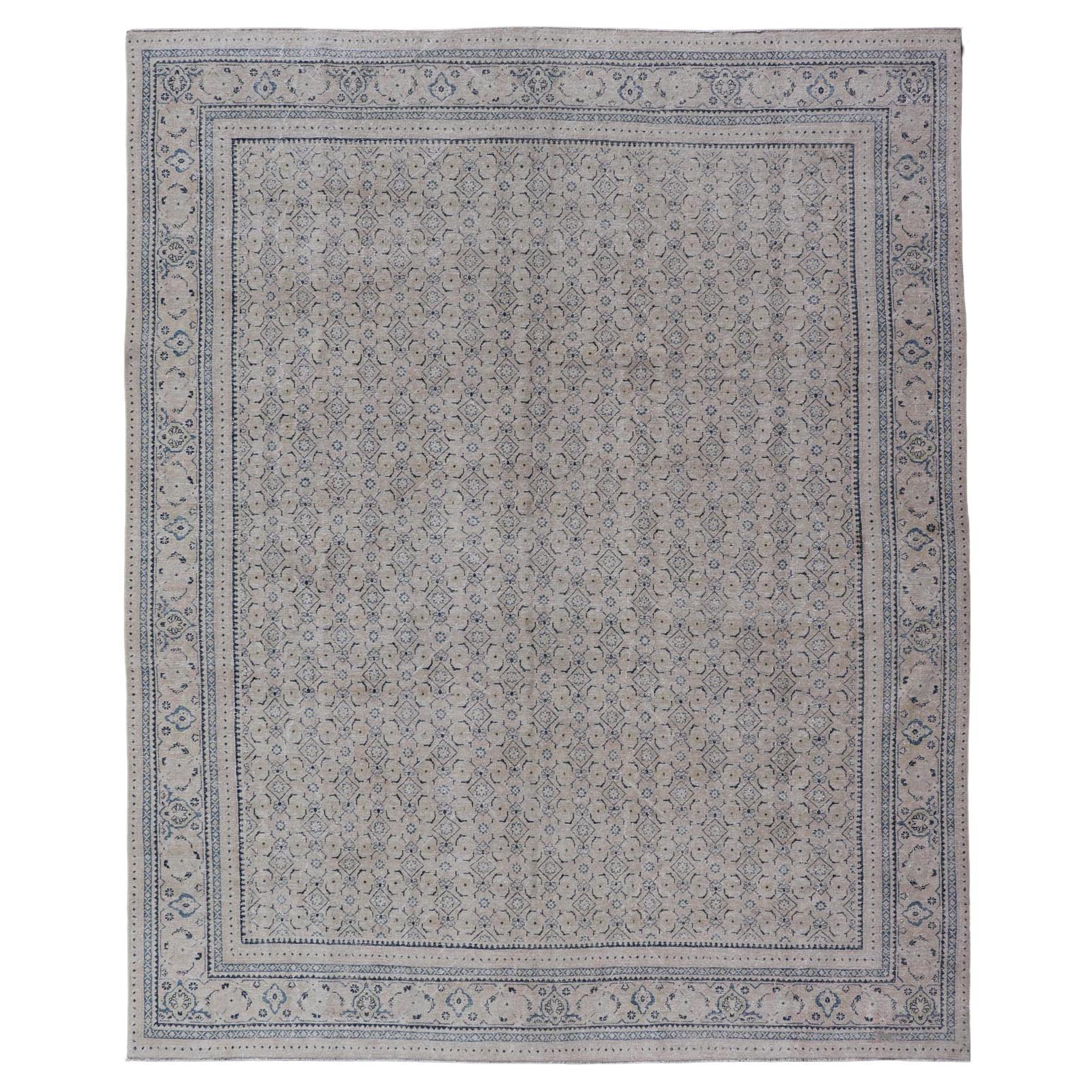Antique Persian Tabriz Rug with All-Over Small Tribal Design in Muted Tones