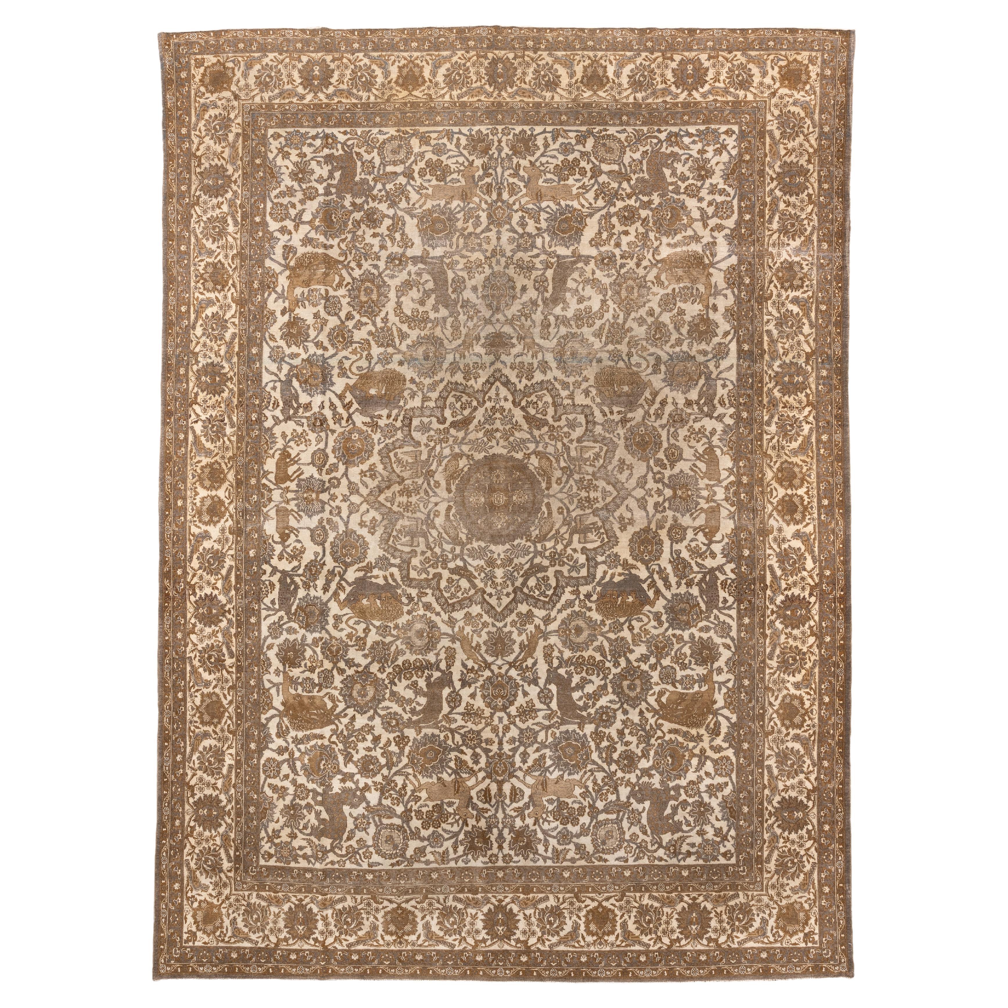 Alfombra persa antigua de Tabriz con diseño integral en venta