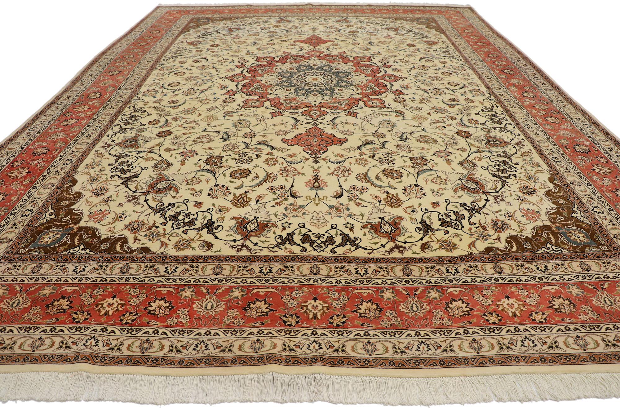 Hand-Knotted Antique Persian Tabriz Rug with Arabesque Art Nouveau Style For Sale