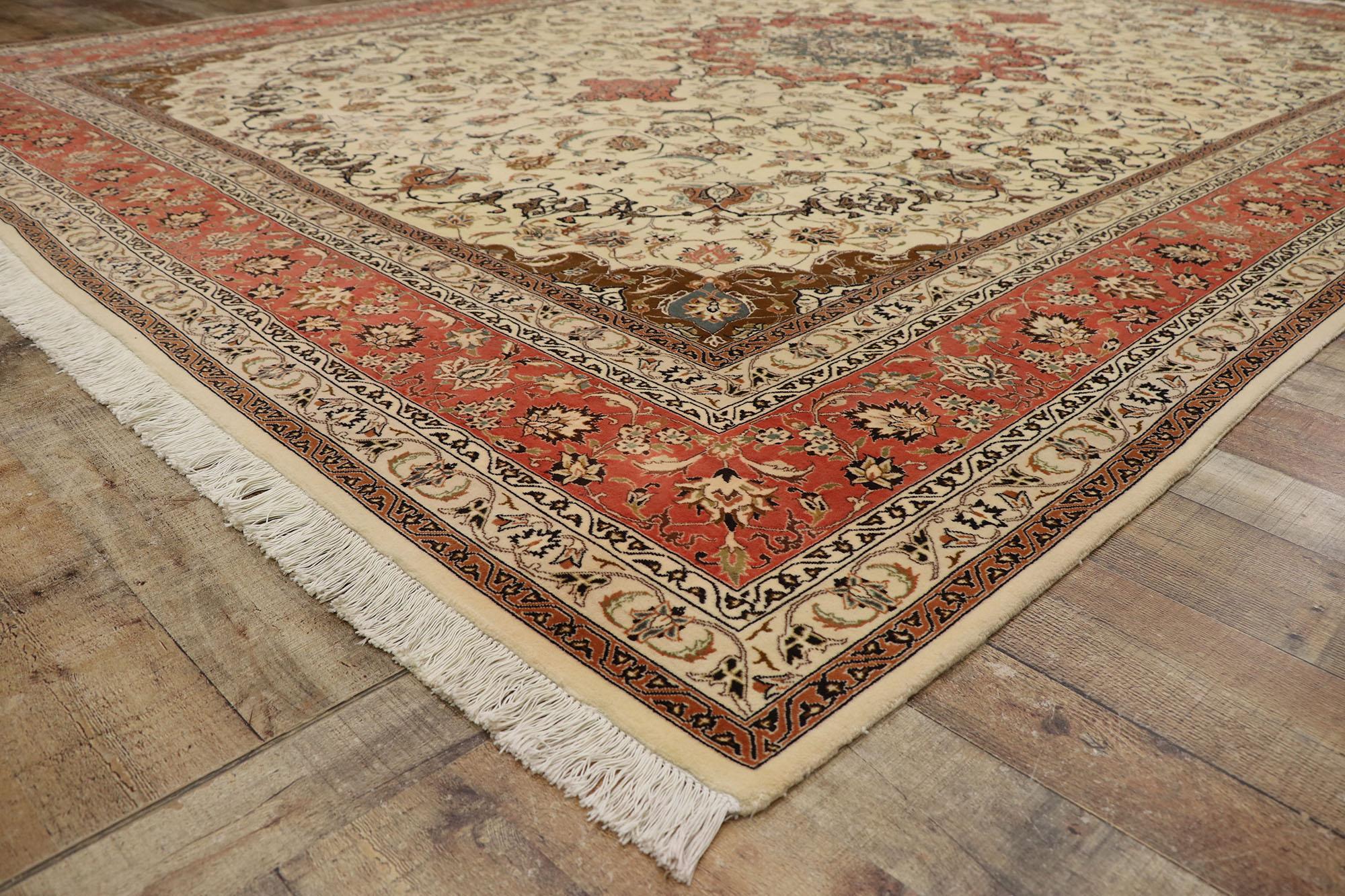 Wool Antique Persian Tabriz Rug with Arabesque Art Nouveau Style For Sale