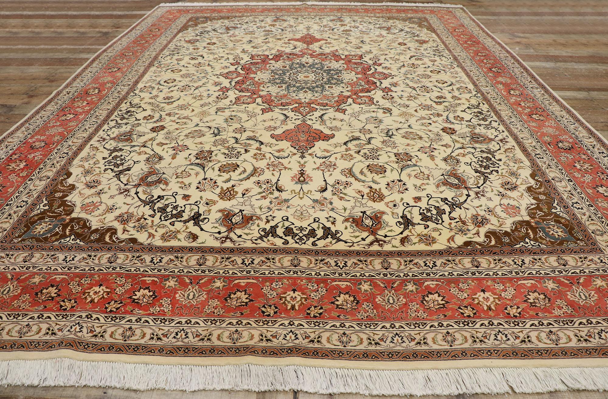 Antique Persian Tabriz Rug with Arabesque Art Nouveau Style For Sale 1