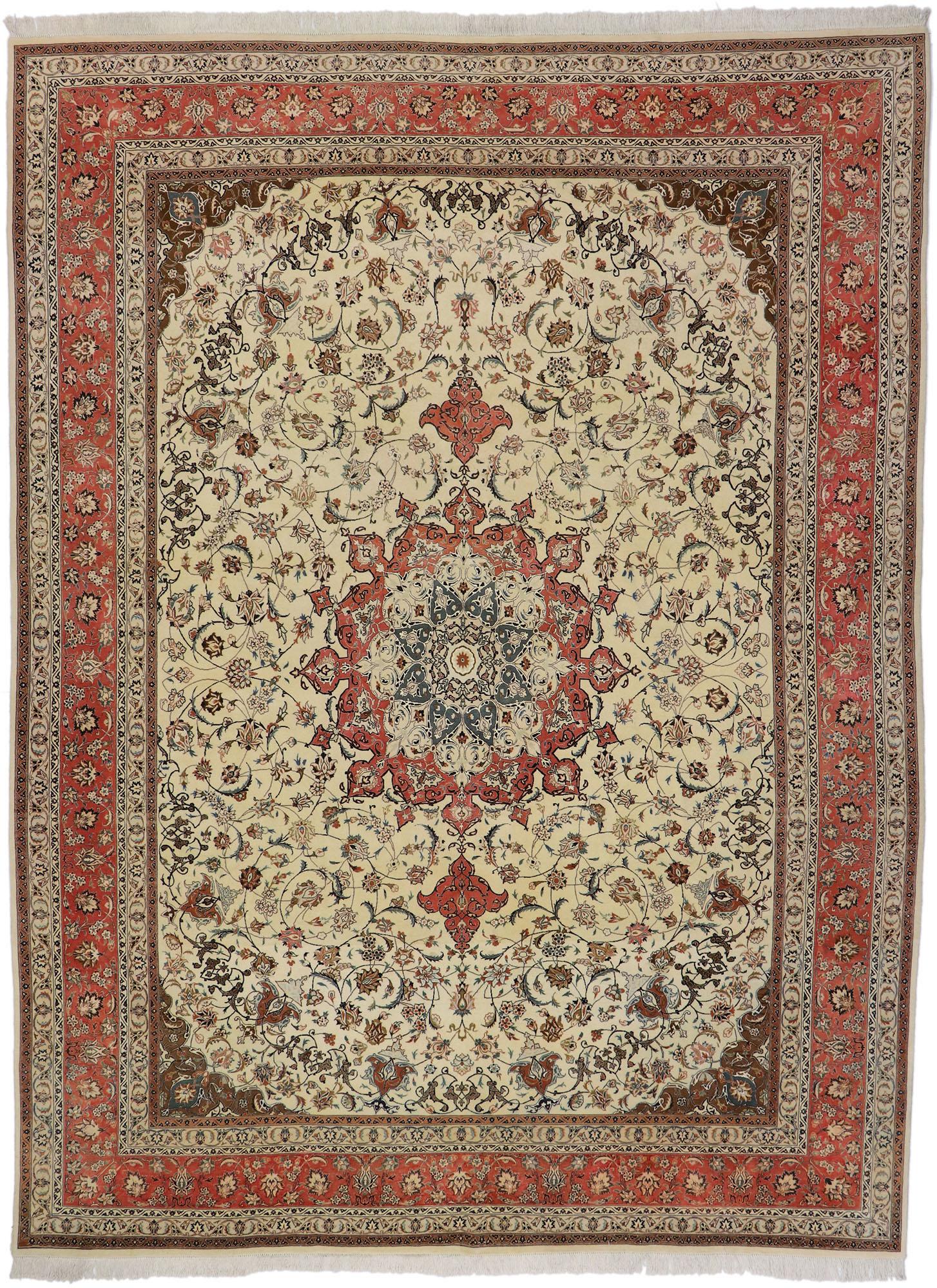 Antique Persian Tabriz Rug with Arabesque Art Nouveau Style For Sale 3