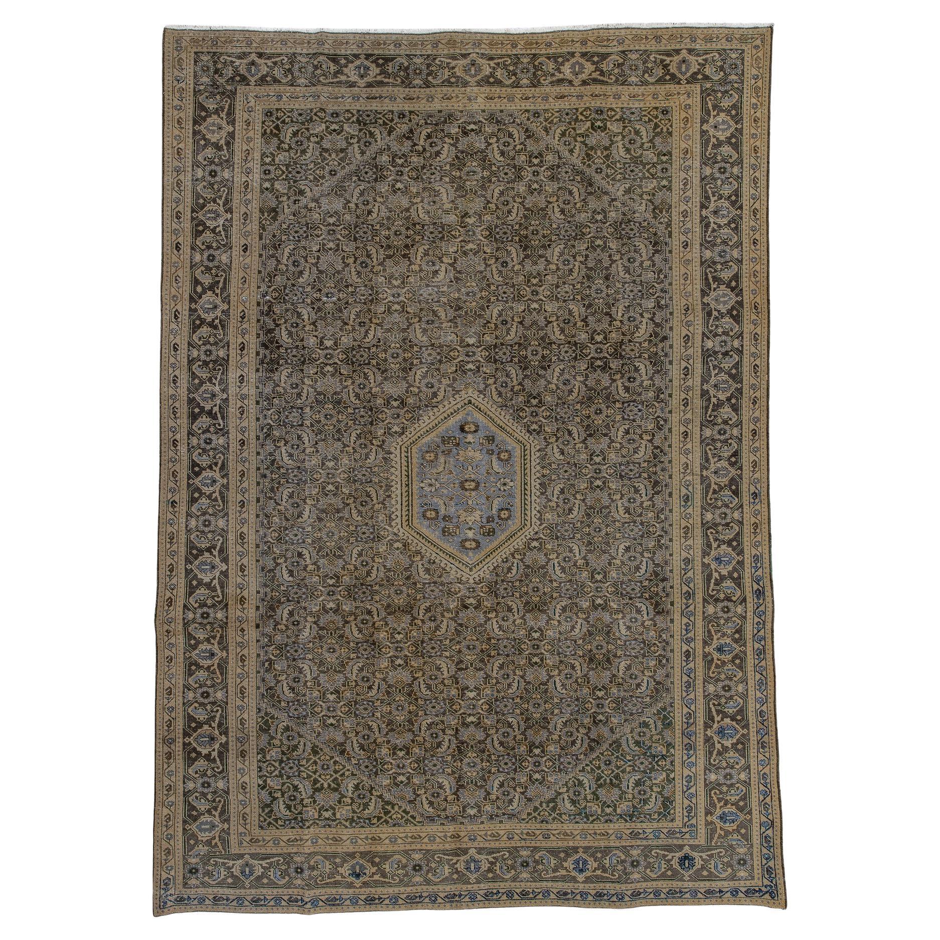 Antique Persian Tabriz Rug with Bold Floral Design in Rich, Saturated Colors