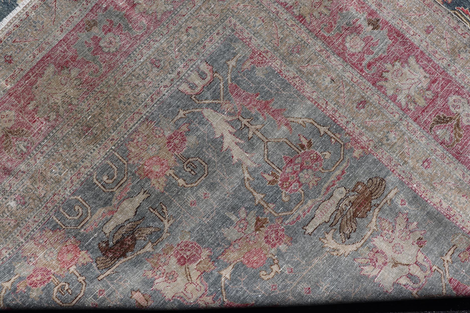 Tappeto antico persiano Tabriz con disegno a briglia in blu Keivan Woven Arts 8'8 x 12' in vendita 4