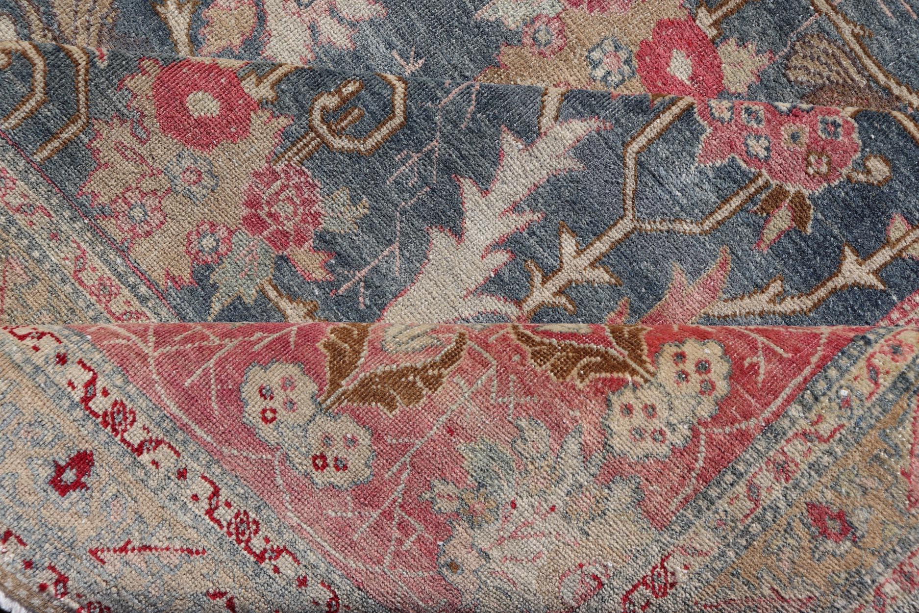 Tappeto antico persiano Tabriz con disegno a briglia in blu Keivan Woven Arts 8'8 x 12' in vendita 5