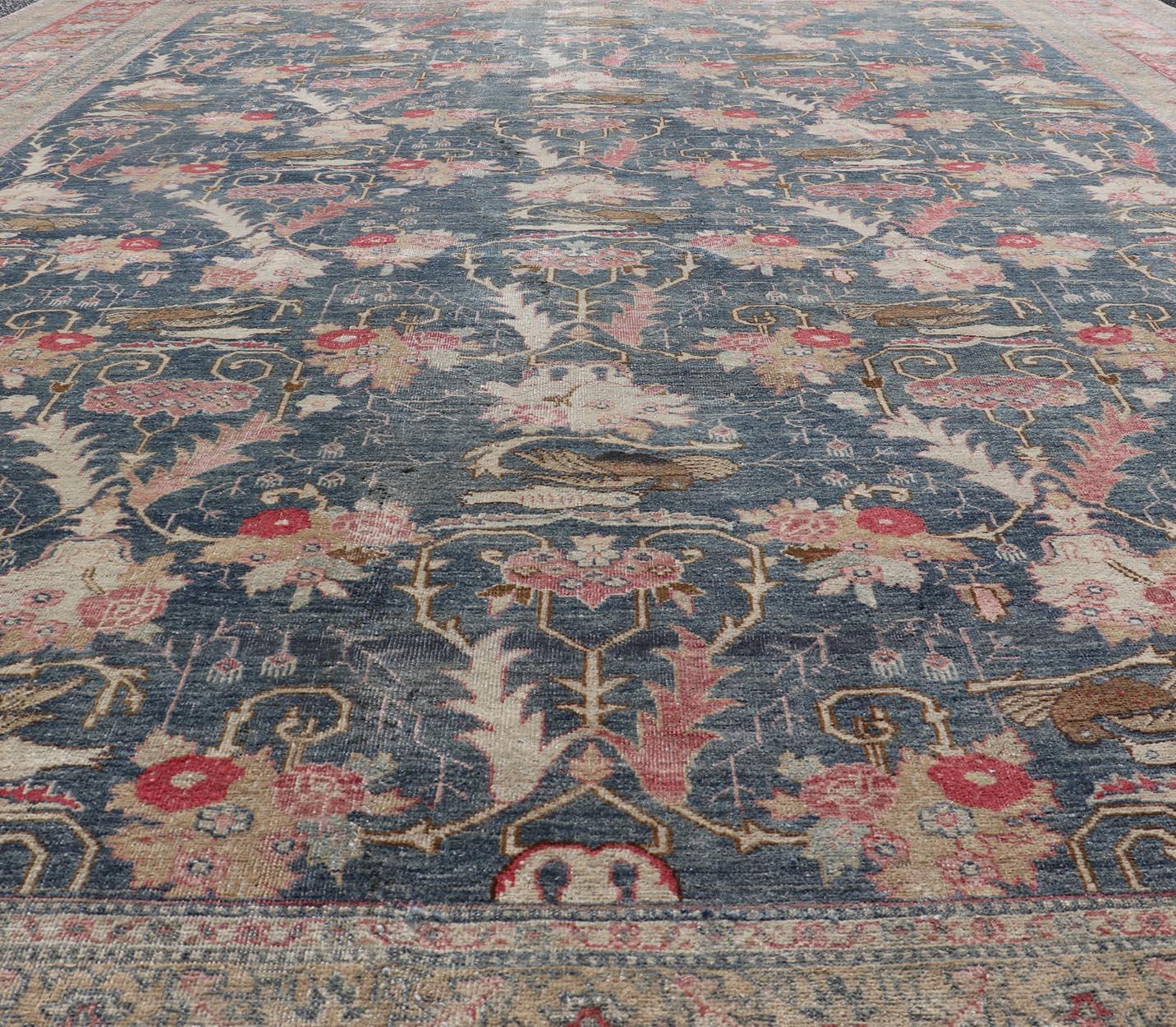 Tappeto antico persiano Tabriz con disegno a briglia in blu Keivan Woven Arts 8'8 x 12' in vendita 7