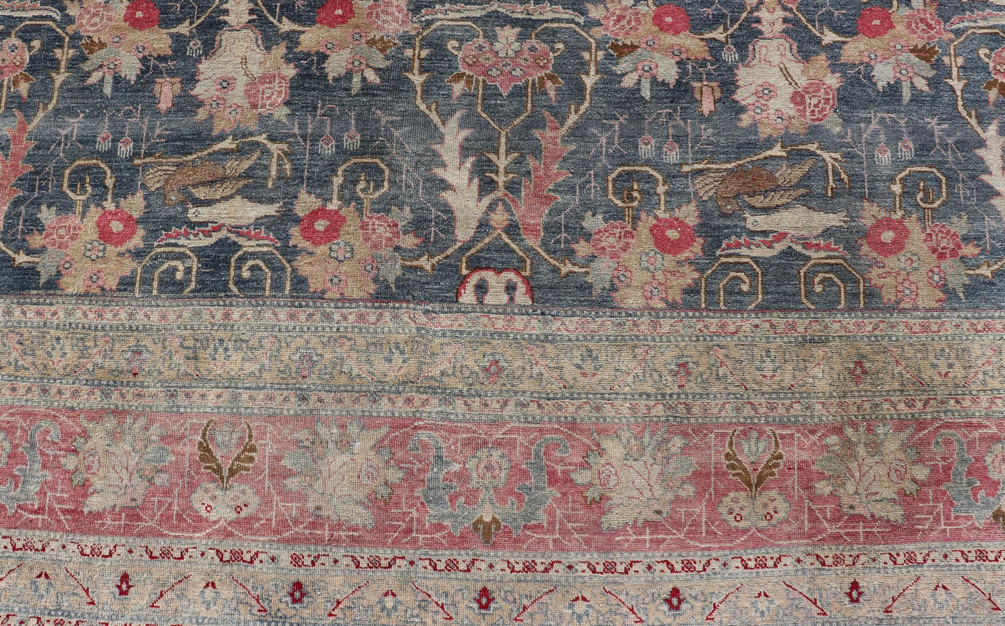 Tappeto antico persiano Tabriz con disegno a briglia in blu Keivan Woven Arts 8'8 x 12' in vendita 8