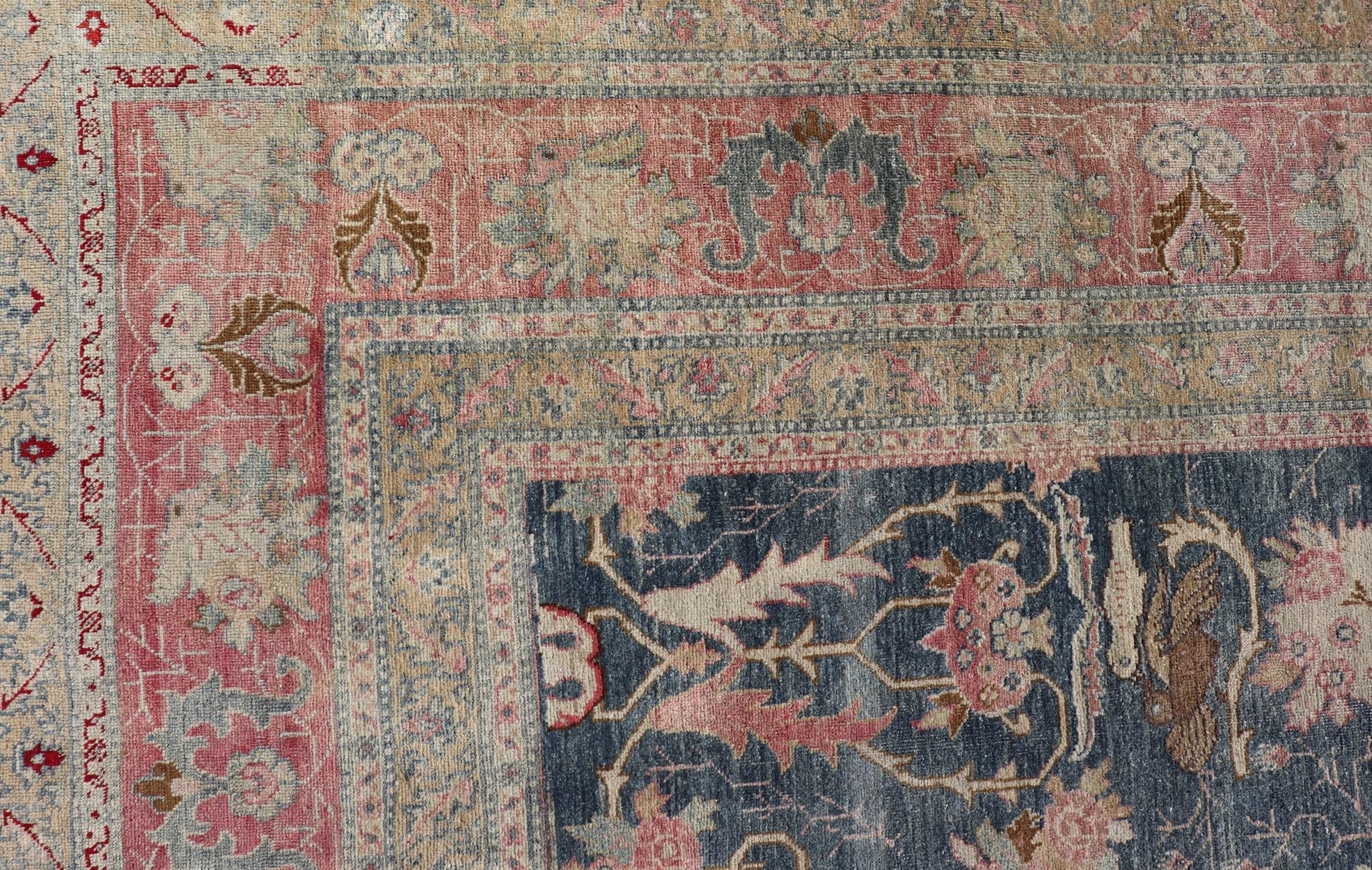 Tappeto antico persiano Tabriz con disegno a briglia in blu Keivan Woven Arts 8'8 x 12' in vendita 9