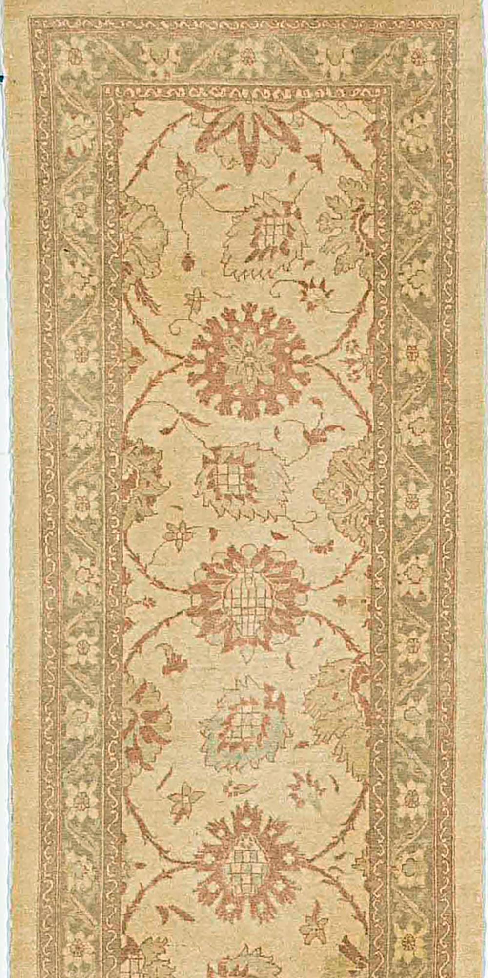 Hand-Woven Antique Persian Tabriz Rug with Brown & Beige Flower Details For Sale