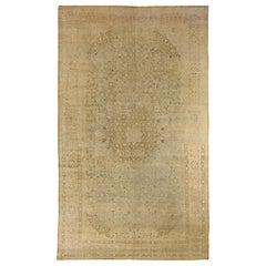 Antique Persian Tabriz Rug with Brown & Gray Floral Motifs on Ivory Field