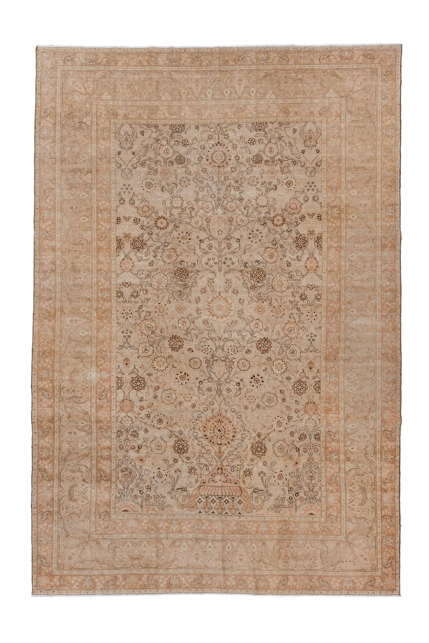 Detailed floral designs in deep blue and crimson red make this Antique Persian Tabriz Rug a work of art. The bold color contrast and intricate weaving highlight the rug's craftsmanship, making it a true collector's item.