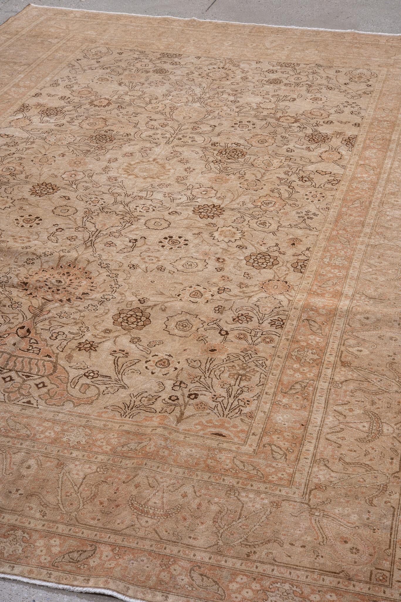 Antique Persian Tabriz Rug with Detailed Floral Design For Sale 2