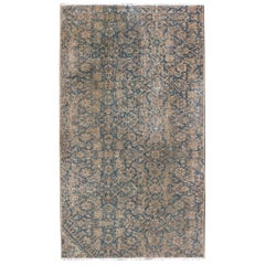 Ancien tapis persan Tabriz avec motif Allover délavé en bleu doux 2'3 x 4'3