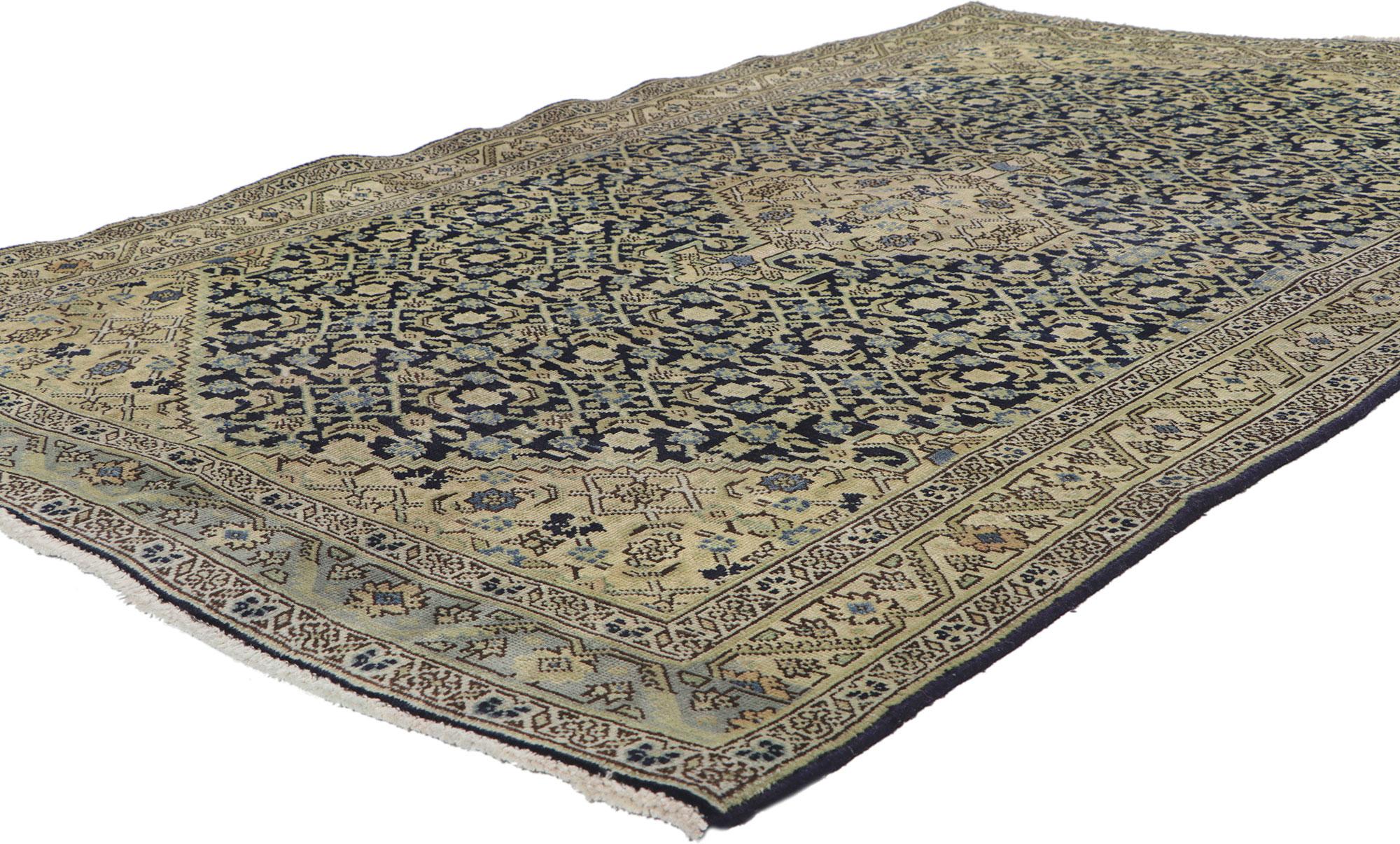 61091 Antique Persian Tabriz rug with Herati Design, 04'05 x 06'11.