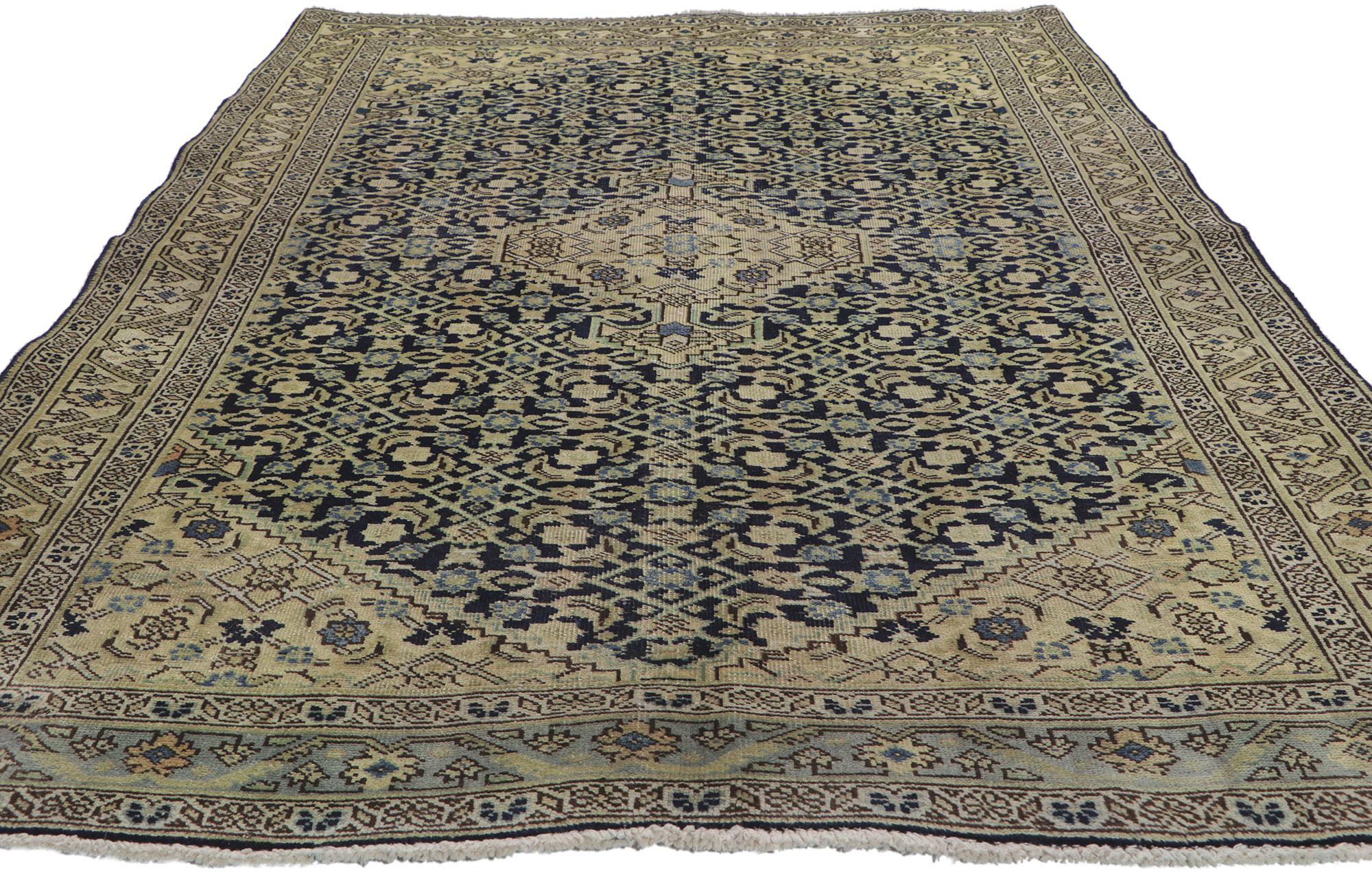 Hand-Knotted Antique Persian Tabriz Rug with Herati Design For Sale