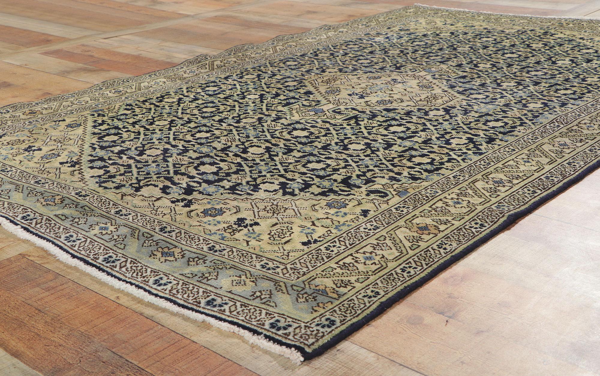 Wool Antique Persian Tabriz Rug with Herati Design For Sale