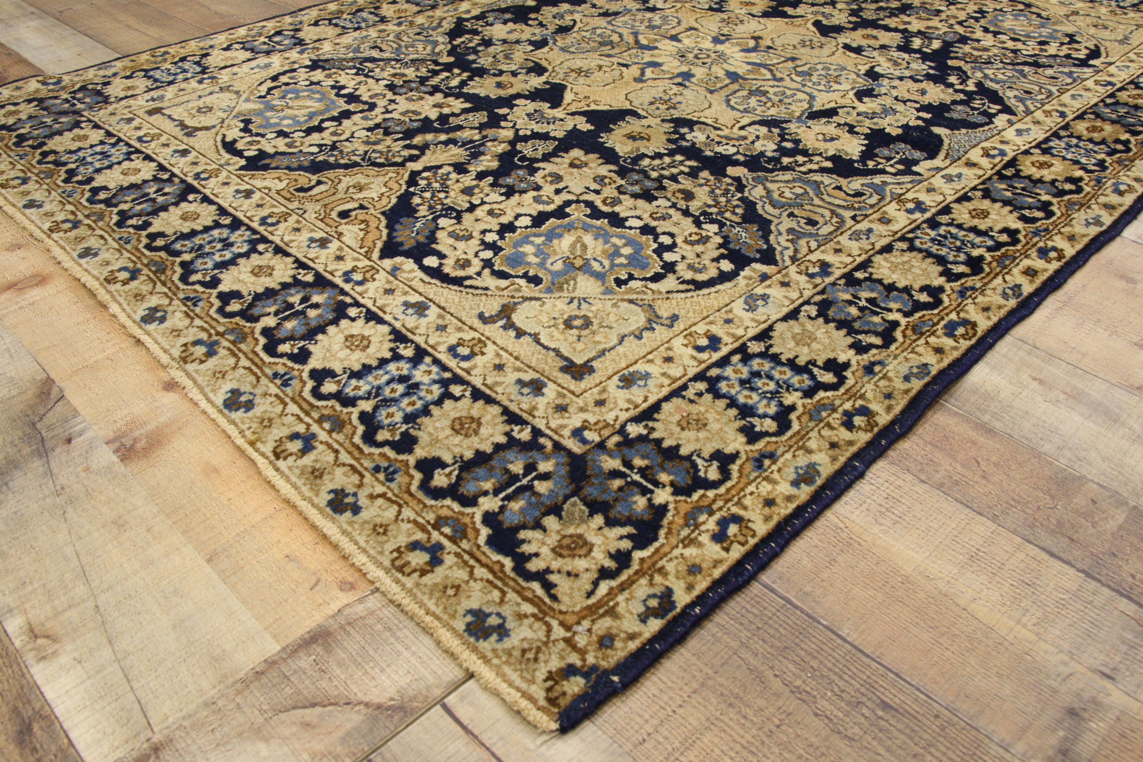 Antique Persian Tabriz Rug with Hollywood Regency Style For Sale 1