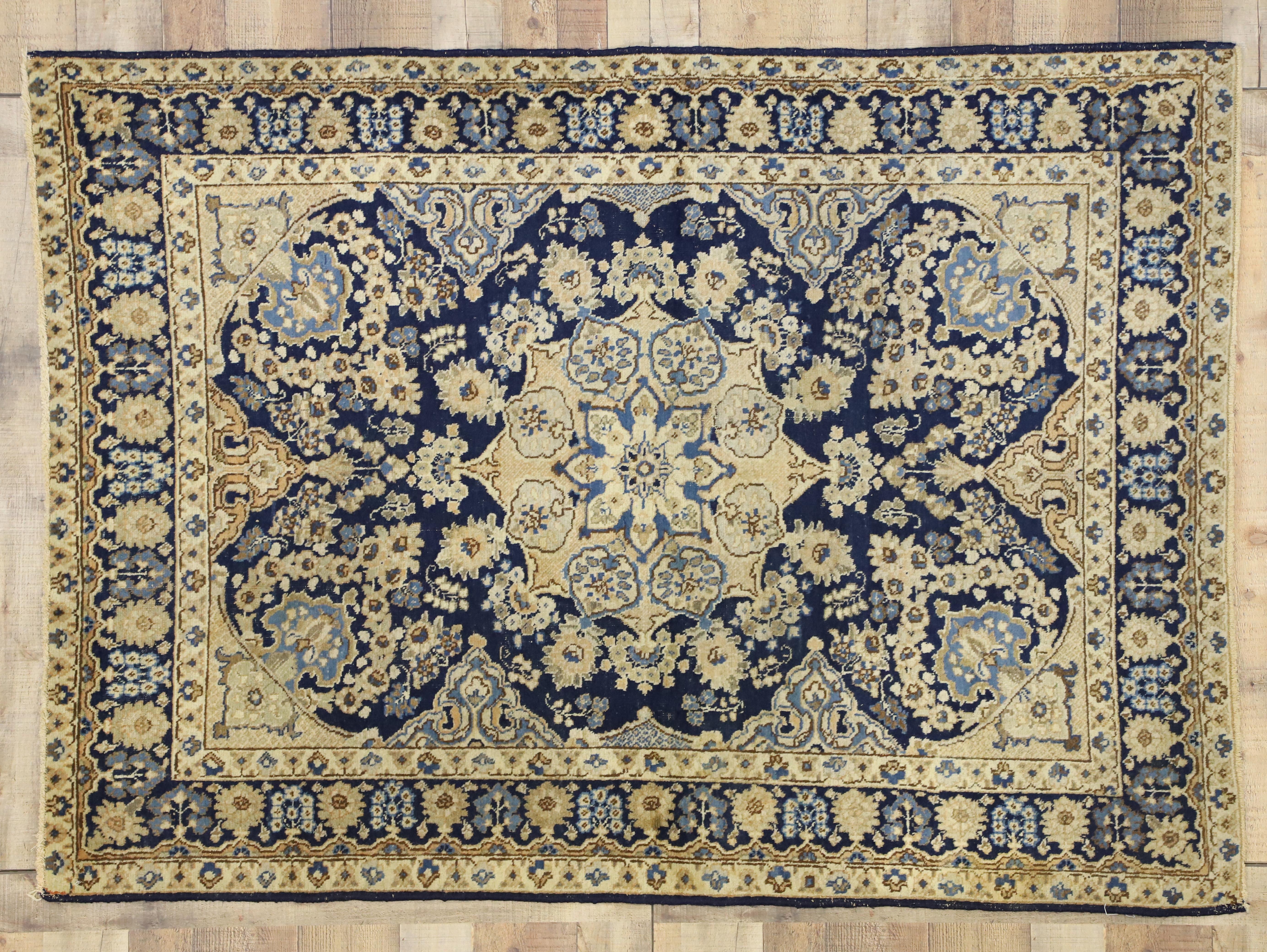Antique Persian Tabriz Rug with Hollywood Regency Style For Sale 2