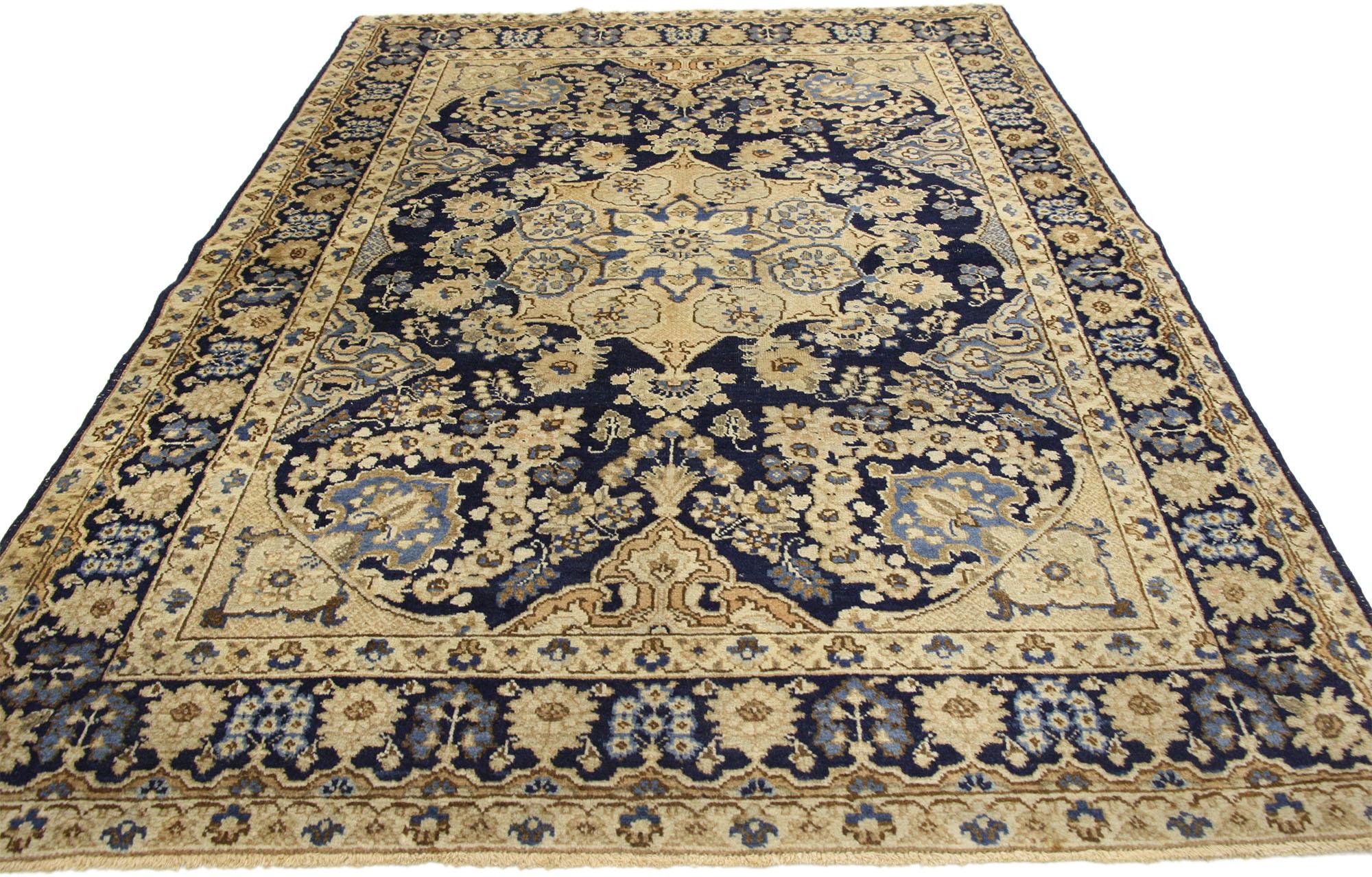 Antique Persian Tabriz Rug with Hollywood Regency Style In Good Condition For Sale In Dallas, TX